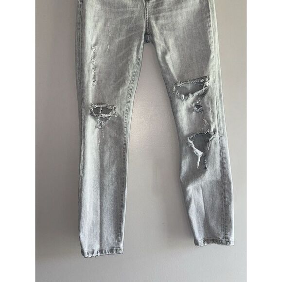 Agolde Sophie Hi Rise Crop Skinny Jeans Gray Denim Distressed Stretch Ankle 28 - Picture 7 of 16